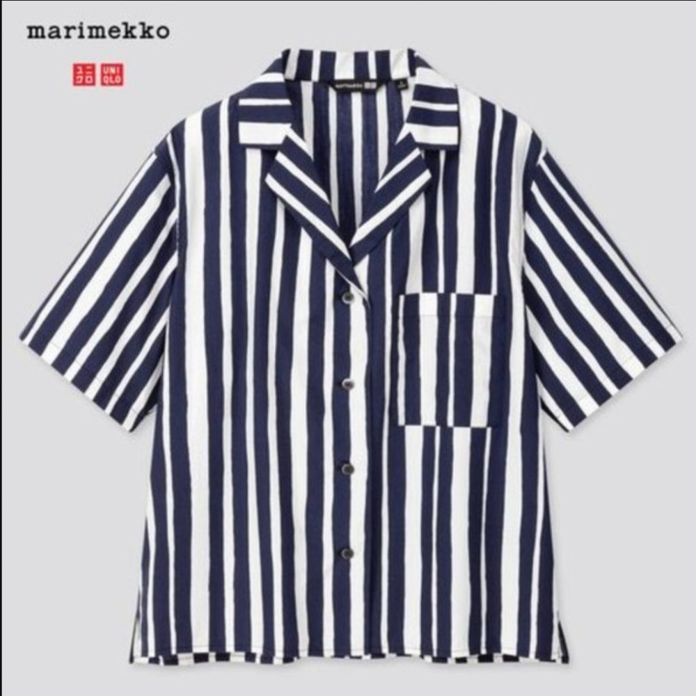Marimekko for Uniqlo Shirt in Navy Stripe NWT